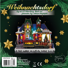 Weihnachtsdorf/-szene: Zug mit LED Beleuchtung, Musik und fahrendem Zug, inklusive Netzdapter