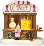 Weihnachtsdorf/-szene:  Popcornautomat mit LED Beleuchtung, bewegenden Popcorns, batteriebetrieben