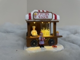 Weihnachtsdorf/-szene:  Popcornautomat mit LED Beleuchtung, bewegenden Popcorns, batteriebetrieben