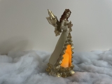 Weihnachtsdorf/-szene: Weihnachtsengel mit LED Licht, batteriebetrieben, Batterie inkludiert