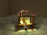 Weihnachtsdorf/-szene:  Popcornautomat mit LED Beleuchtung, bewegenden Popcorns, batteriebetrieben