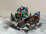 Christmas village/scene: train station with LED lighting, music, moving train, moving barriers, including power adapter; available from 15.10.2022