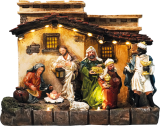 Christmas village/scene: classic nativity scene with LED lighting, battery-operated; available from 15.10.2022